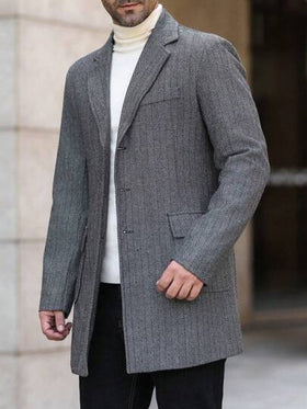 Manfinity Homme جاكيت رجالية ذات رقبة بياقة انفشاري وأكمام طويلة، للارتداء الرسمي والكاجوال في فصل الخريف والشتاء