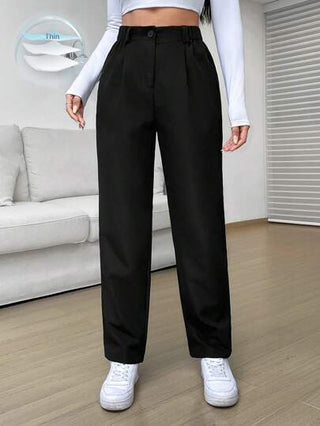 EZwear بنطلون نساءي أسود فضفاض بخصر عالي منسدل، سراويل عادية مبتكرة مناسبة لشهر رمضان