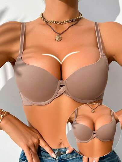 Shape ملابس داخلية نسائية بألوان سادة ذات تصميم بسيط، ذات تجميع مع حمالة سلكية