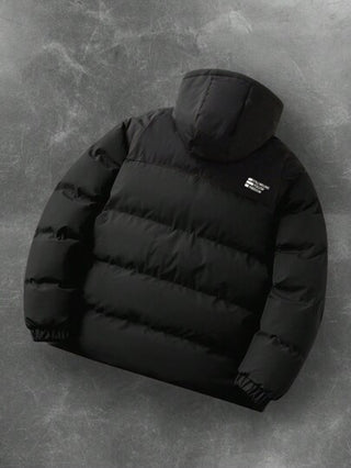 Manfinity Homme معطف كاجوال للرجال بطباعة حرفية لوني مبطن بقلنسوة, الشتاء, معطف شتوي للرجال, لون كتلة إضافة لاصوفي معطف شتوي دافئ