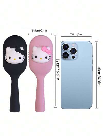 Sanrio قطعة واحدة، مشط شعر سادة بتصميم هالو كيتي وكوروني، فرشاة شعر كرتونية مريحة للتدليك، لون عشوائي، أسنان مشط قابلة للتعديل