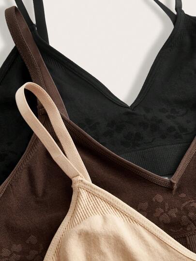 SHEIN 6 قطع مجموعة بنطلون وحمالة نسائية بسيطة، ملابس داخلية كاجوال خالية من الخياطة