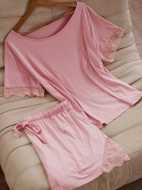 LUVLETTE مجموعة بيجامة قصيرة وردية من TENCEL™ Modal فائقة اللين للنساء، مجموعات ملابس منزلية للنساء، ملابس داخلية للعروس، مجموعة سراويل داخلية