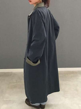 FRIFUL معطف نسائي كاجوال بأكمام طويلة وأزرار أمامية مع تصميم ملون