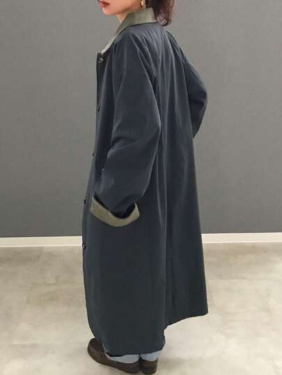FRIFUL معطف نسائي كاجوال بأكمام طويلة وأزرار أمامية مع تصميم ملون