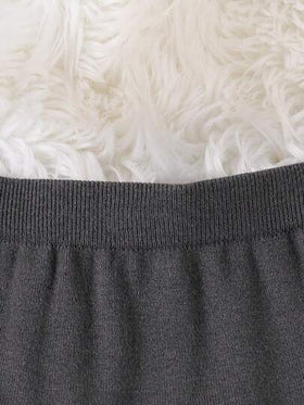 SHEIN مجموعة من 2 قطعة تتكون من كنزة صوفية محبوكة بفيونكة أنيقة وتنورة محبوكة مطوية، ملابس شتوية للفتيات