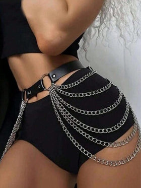 1 قطعة سلسلة حزام خصر بأسلوب جوثيك للنساء مزينة بالشراريب، مناسبة للارتداء اليومي، حفلات هالوين وعيد الميلاد