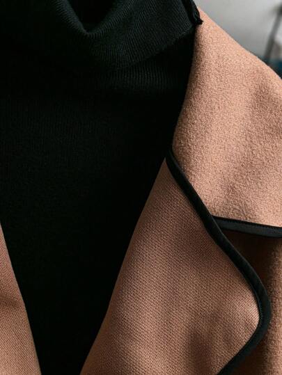 SHEIN Clasi معطف صوفي أنيق طويل الأكمام طوق ياقة للنساء بحجم كبير الخريف الشتاء