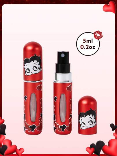 Betty Boop x SHEIN زجاجة نضح قابلة لإعادة التعبئة بشكل شخصية كرتونية وقلب، سعة 5 مل، هدايا
