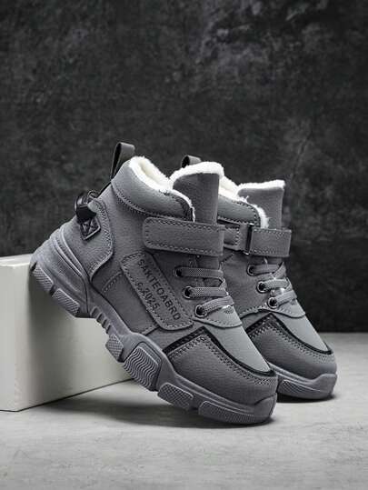 بوت أطفال كاجوال دافئة مبطنة حراريًا للاستعمال الخارجي ، شتوية