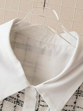 SHEIN LUNE قميص كاجوال طويل الأكمام مرقع مربعات لصيف متجددة مقاسات كبيرة