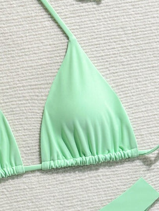 Swim طقم ملابس سباحة للنساء بحزام رفيع متقاطع وشورت قصير