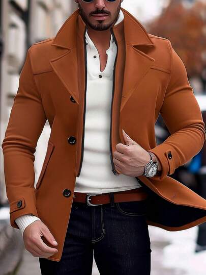 Manfinity Homme معطف كاجوال رسمي طويل الأكمام بياقة سحاب وأزرار للرجال، قميص محبوك أنيق للخروج والأعمال، هدية للأصدقاء والزوج والحبيب، مناسب للخريف والشتاء