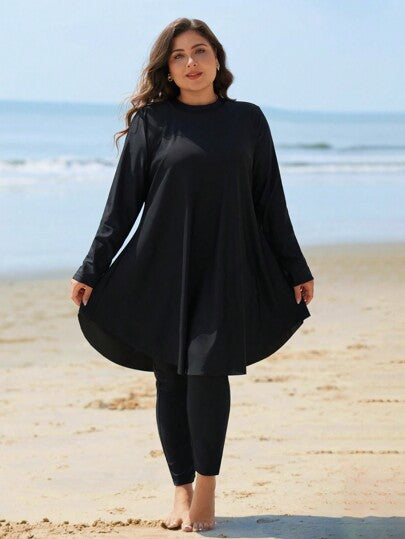 طقم تانكيني حريمي Swim Mulvari ملابس سباحة من قطعة واحدة لحجم كبير بلون واحد قطعة موحدة (تانكيني)، موسم الصيف