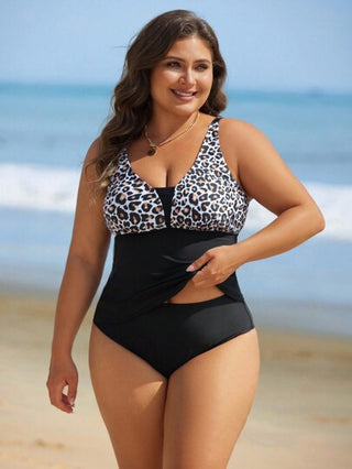 Swim Lushoire مجموعة بكيني بطبعة زهور للمقاسات الكبيرة 2 قطعة، صيفية