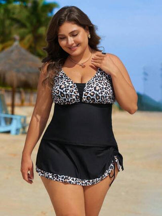 Swim Lushoire مجموعة بكيني بطبعة زهور للمقاسات الكبيرة 2 قطعة، صيفية
