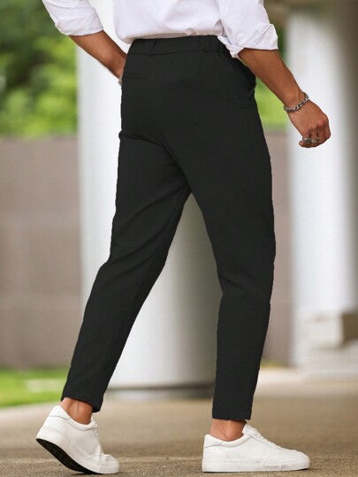 Manfinity Bizformal بنطلونات رجالية ذات لون واحد بجيب، ضيقة التصميم، مناسبة للارتداء اليومي