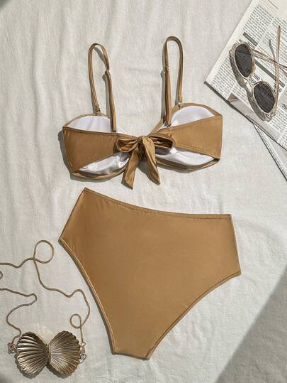 Swim SXY ملابس سباحة نسائية من الأصداف المعدنية الجذابة عالية الخصر، للصيف