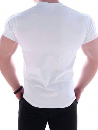 Manfinity Athleisure تي شيرت رياضي قصير الأكمام صيفي للرجال بطبعة رأس الثور بتصميم صديقي عصري قابل للتنفس