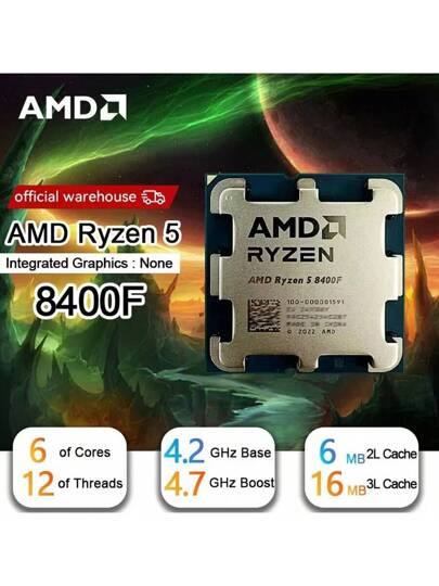 AMD معالج الكمبيوتر المكتبي وحدة المعالجة المركزية AMD Ryzen R5 8400F 5 8400F 4.2 جيجاهرتز 6 أنوية 12 خيط مقبس AM5 جديد بدون مبرد