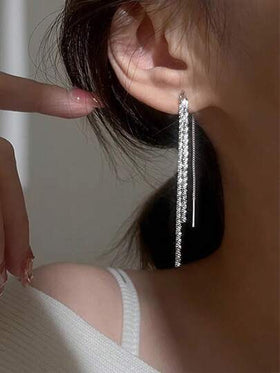 زوج أنيق من حلقات أقراط ذات شرابات طويلة، تصميم أنيق ولامع، مناسب للسيدات الممشوقات وأنيق الطابع، مثالي للمواعدة والتجمعات والحفلات والاستخدام اليومي