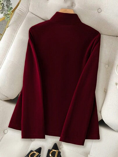 SHEIN Clasi جاكيت نسائية ذات تركيبة مناسبة بتصميم ياقة فرنسية مزينة بأزرار باللون الأحمر
