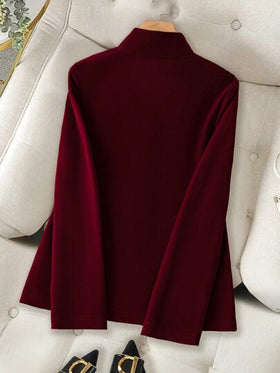 SHEIN Clasi جاكيت نسائية ذات تركيبة مناسبة بتصميم ياقة فرنسية مزينة بأزرار باللون الأحمر