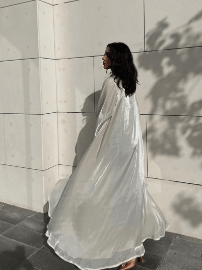 فستان طويل كردجان عباءة للنساء المحتشمات، من الحرير اللامع، لارتداء الخارجي