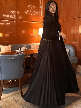 كيمونو مزرر بالخرز للنساء، عباءة محتشمة