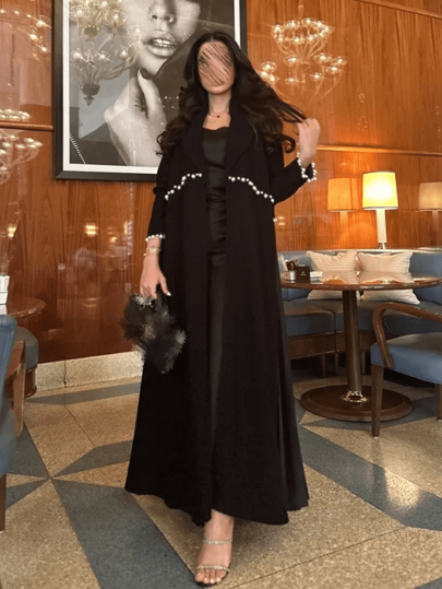 كيمونو مزرر بالخرز للنساء، عباءة محتشمة
