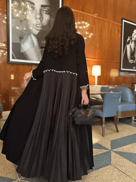 كيمونو مزرر بالخرز للنساء، عباءة محتشمة