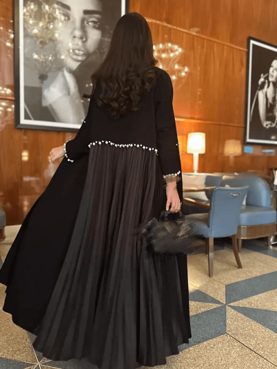 كيمونو مزرر بالخرز للنساء، عباءة محتشمة