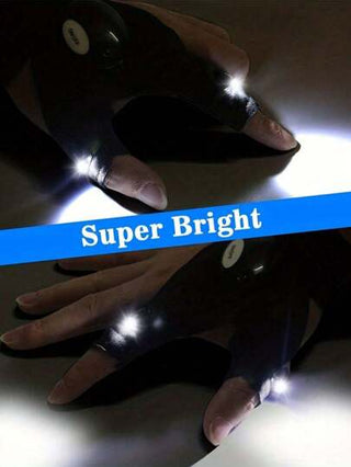 قفاز به إضاءة LED 1 قطعة -مصباح يدوي (بدون بطارية) للصيد والإصلاح والتخييم والركض والقيادة ، قفاز نصف إصبع به إضاءة ليلية لحفلات الصيد الليلي والركض الليلي -هدية للرجال والآباء والأصدقاء والأزواج، جهاز مميز لإضاءة اليدين أثناء التخييم والصيد والإصلاح، هدي