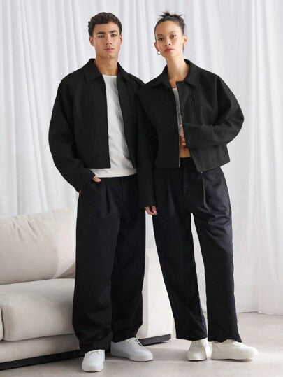 Manfinity VCAY معطف كاجوال بياقة منضدة وأكمام طويلة للرجال، مناسب للخريف/الشتاء