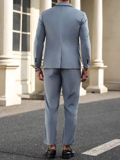 Manfinity Bizformal طقم بدلة رجالي (جاكيت وبنطال) بلون أحادي