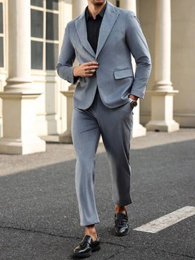 Manfinity Bizformal طقم بدلة رجالي (جاكيت وبنطال) بلون أحادي