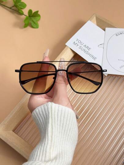 قطعة واحدة إطار نظارات شمسية نمط بوهيمي للنساء بتصميم طيار مع مرآة، إكسسوار واقي للسفر والاستخدام اليومي