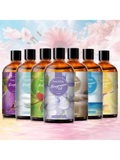 قطعة واحدة عطر طبيعي 100 مل/3.38 أونصة سائل للأروماثيرابي ومنتشرات الرائحة، روائح: المسك الأبيض، الكتان الطازج، العلكة, زهرة الياسمين الصباحية، عنب الشمبانيا والورود، رائحة الشاي، حلم الأوركيد، مقدس الصندل، كرنفال الفواكه