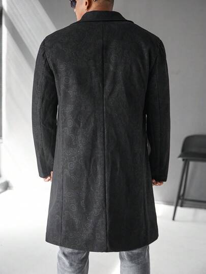 Manfinity Homme معطف كاجوال طويل الأكمام سهل الارتداء بجيوب أمامية وياقة مستوية، للخروج والاستخدام اليومي، هدية للأصدقاء والأزواج والخطباء