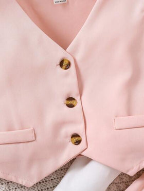 SHEIN Genkimix Kids طقم بدلة حفلة للفتاة الصغيرة موسم الربيع/الخريف الجديد