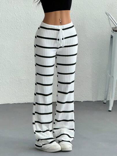 EZwear بنطلون نسائي كاجوال بخصر سحاب، بخامة ناعمة للربيع/الخريف