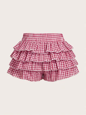 SHEIN MOD صندرز قصير بأكمل جسم بتصميم مخطط ذو خصر منخفض مجعد للنساء، ملابس للعودة إلى المدرسة، صندرز كاجوال للنساء باللون الأزرق والأبيض في طراز بسيط للاستخدام اليومي