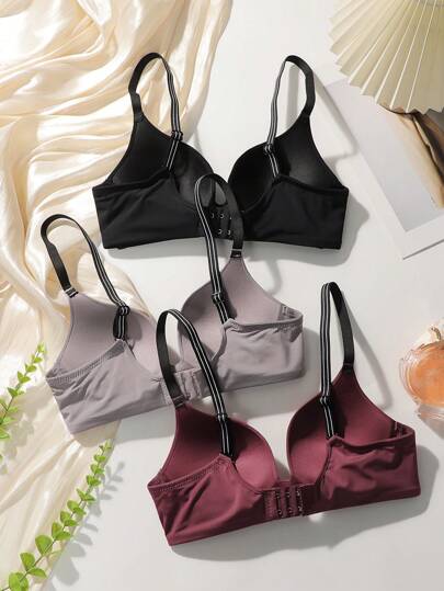 Shein Underwear&Sleepwear Basics 3 قطع من حمالات الصدر النسائية غير المسلكية