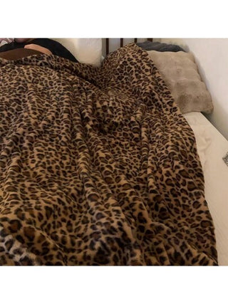 بطانية فرو مطبوع بنقش النمر قطعة واحدة، بطانية من الفليس مزدوجة الطبقة مريحة مناسبة للمنزل والصالون والغرفة، لجميع المواسم، هدية رائعة
