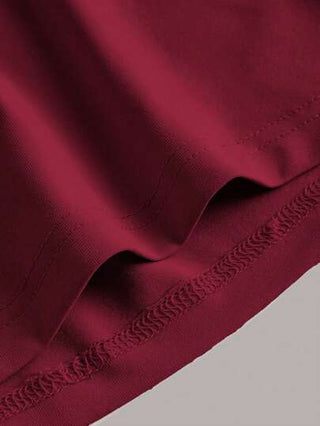 فساتين حريمي EZwear فستان ضيق بدون أكمام أنيق بتكسيرات من الأجزاء العليا، ذو رقبة طاقم منسوجة باللون الأحمر العنابي