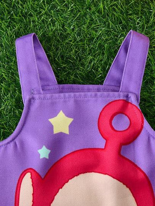 Teletubbies X  تي شيرت كاجوال منقوش ملون جذاب بتصميم كرتوني للطفلة الرضيعة ،كت نجوم بطبعة شخصيات مدببة باللون البنفسجي ، مناسب لجميع الفصول