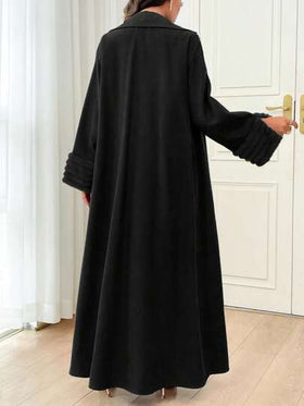 Al Najma عباية المرأة ذات اللون الصلب مع أساور فضفاضة ناعمة، طويلة وأنيقة على الطراز العربي، اللون أحادي عادي طول ماكسي، مناسبة للحفلات اليومية والمسائية، محتشمة