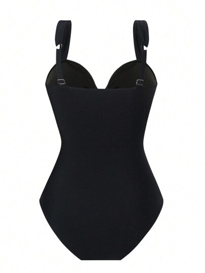 مايوه حريمي قطعة واحدة X Sofía Suescun Swim Chiccia قطعة واحدة من ملابس السباحة لغطاء الظهر النسائي المكشوف بشكل عنصر البحر والصدفة، بحمالات، أنيق لفصل الصيف وأوقات الاستجمام