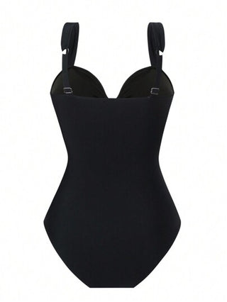 مايوه حريمي قطعة واحدة X Sofía Suescun Swim Chiccia قطعة واحدة من ملابس السباحة لغطاء الظهر النسائي المكشوف بشكل عنصر البحر والصدفة، بحمالات، أنيق لفصل الصيف وأوقات الاستجمام