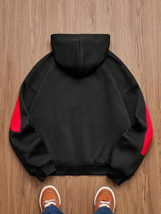 Manfinity Unisex هودي بأكمام طويلة فضفاض للرجال وبرقعات، أزياء محبوكة للاستخدام اليومي للشباب في فصلي الخريف/الشتاء